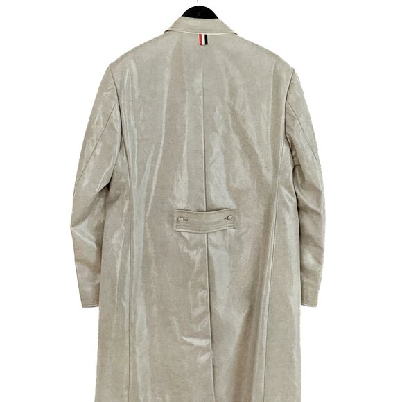 Thom Browne Blue Chambray Coated Cotton Coat - Picture 6 of 14